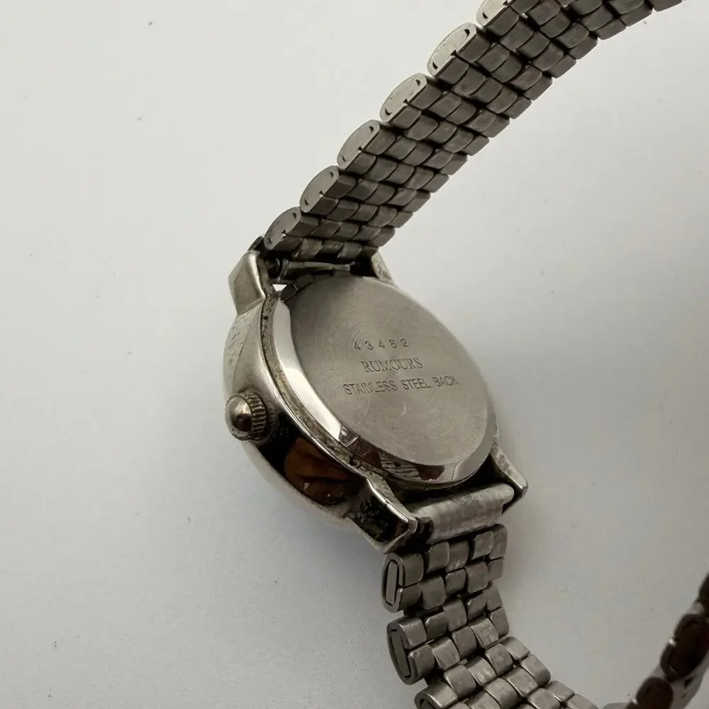 Elegant Rumours Quartz Womens Petite Silver-Tone Dress Watch Working New Battery